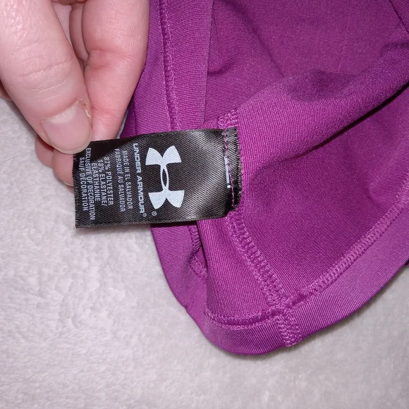 Under Armour Cold Gear Mock Neck Womens Fitted Shirt Size Large Purple - Picture 10 of 11